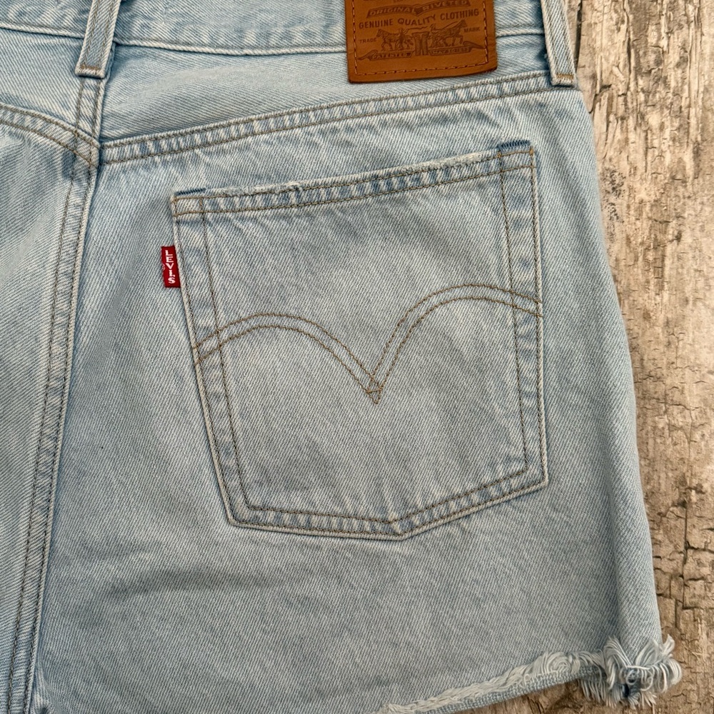 EUC Levi's Blue Jean Shorts Distressed High-Waisted